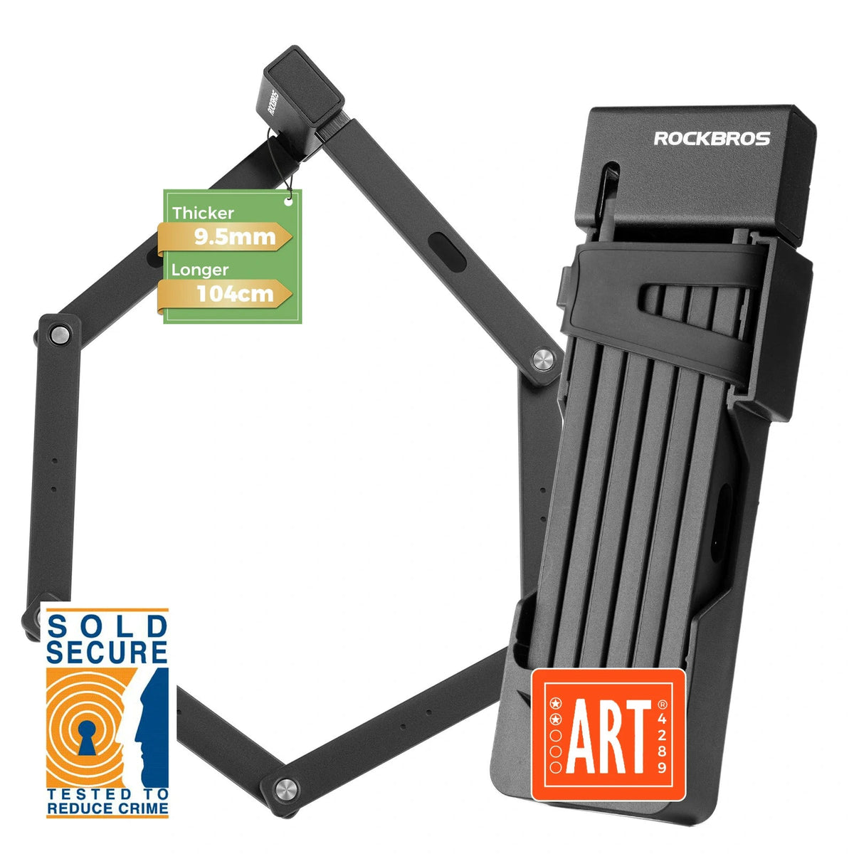 Antivol pliant ROCKBROS certifié Sold Secure Gold - 104,5 cm