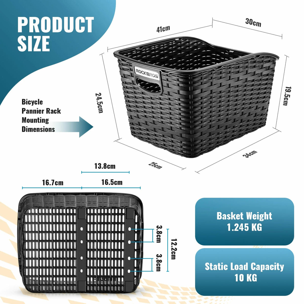 Panier arrière pour porte-bagages avec couvercle ROCKBROS – vue 3