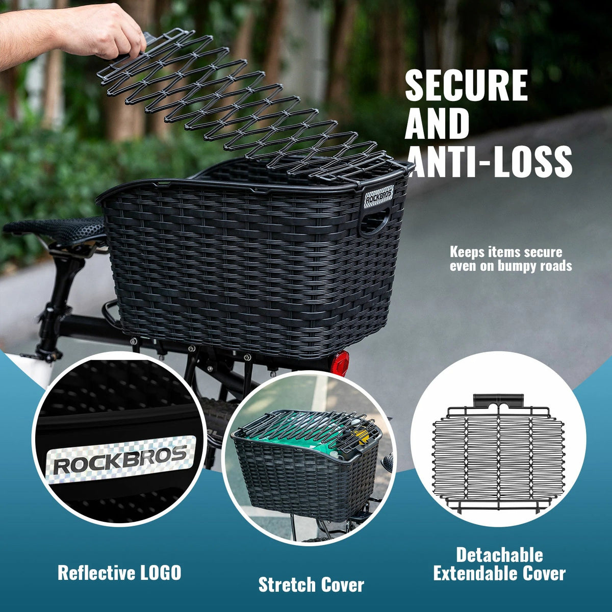 Panier arrière pour porte-bagages avec couvercle ROCKBROS – vue 5