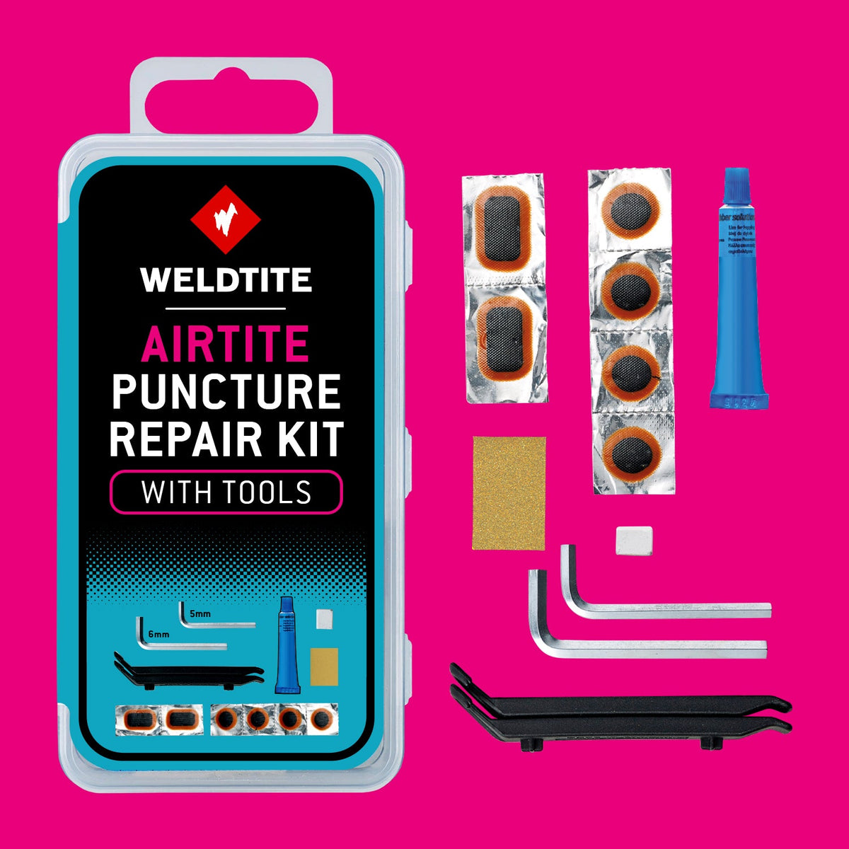 Kit de réparation crevaison Airtite avec outils Weldtite
