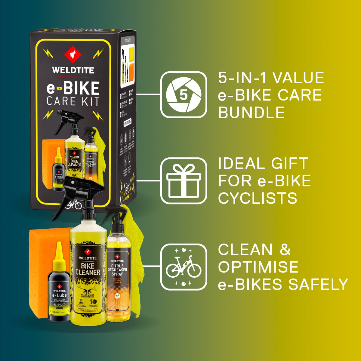 Kit d'entretien vélo électrique 5 en 1 Weldtite – vue 3